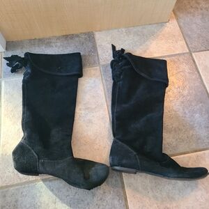 Aldo black Y2K suede pirate boots with back laces size 38